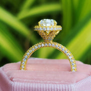 Pear Cut Lab Grown Diamond Micro Pave Wedding Ring