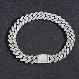 Lab Created Moissanite Diamond Silver Cuban Bracelet