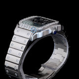 Blue Color Moissanite Diamond Wrist Luxury Watch