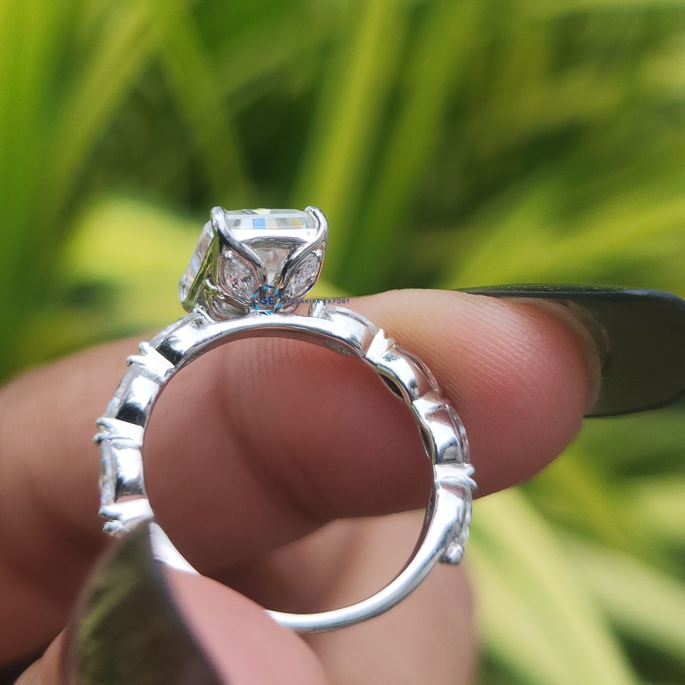 Radiant Cut Lab Grown Engagement Ring White Gold Wedding Ring