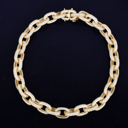 D Color Moissanite Diamond Rolo Cuban Chain For Men's