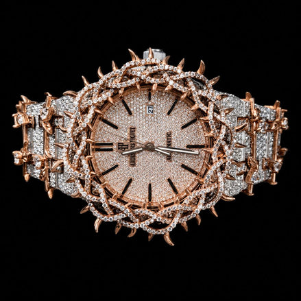 Dual Tone Leafe Style Moissanite Diamond Unique Style Men's Watch
