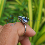 Oval & Pear Cut Blue Stone Lab Diamond Engagement Ring