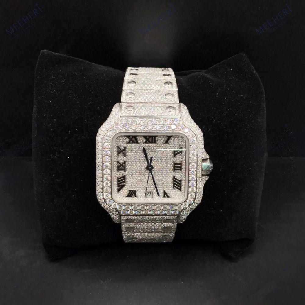 Full Iced Out Automatic D Color Moissanite Watch For Men's