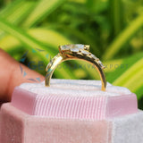 Marquise Cut Side Stone Lab Grown Unique Rings