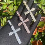 Baguette Moissanite Hip Hop Bling Cross Pendant Chain