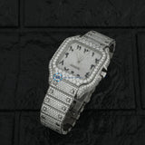 Full White Arabic Dial Moissanite Hip Hop Watch