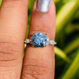 Blue Stone Cushion Cut Unique Lab Diamond Wedding Ring
