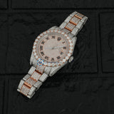 Roman Dial Stainless Steel Datejust Colorless Moissanite Wrist Watch