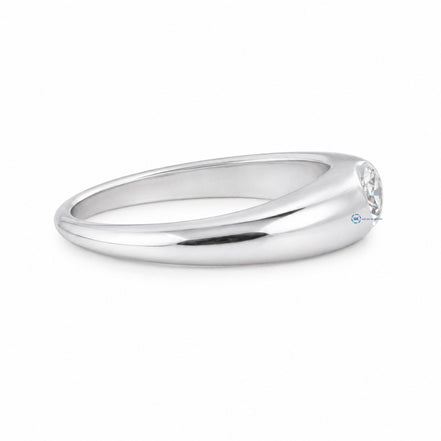 Men's Round Cut Moissanite Solitaire Ring in 14K White Gold