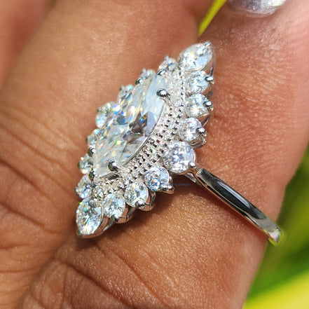 Marquise Cut Vintage Halo Engagement Ring