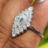 Marquise Cut Vintage Halo Engagement Ring