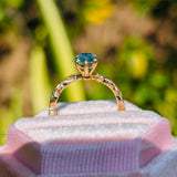 Green Marquise Cut Yellow Gold Vintage Ring