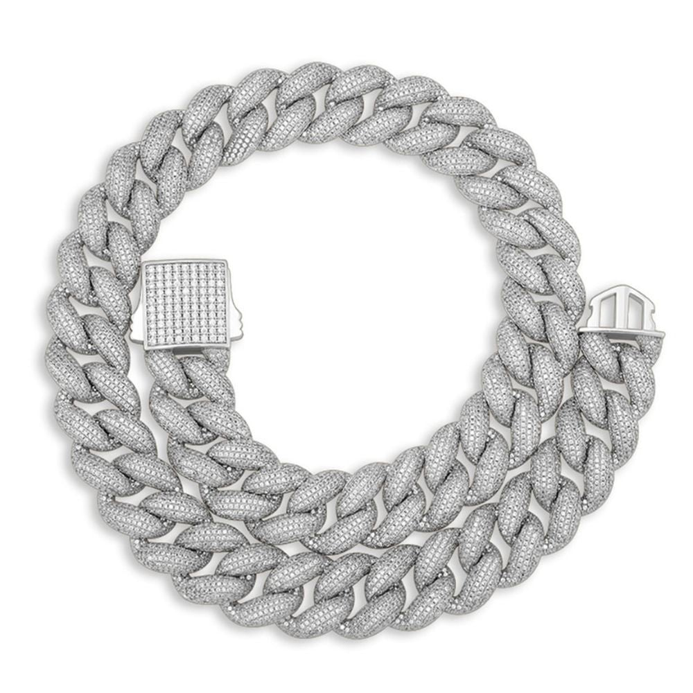 Row Link Moissanite Diamond Cuban Chain For Men's