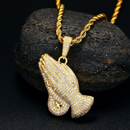 Iced Out Jesus Prey Hand Moissanite Diamond Pendant