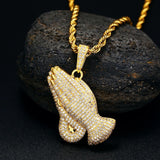 Iced Out Jesus Prey Hand Moissanite Diamond Pendant