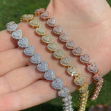 Heart Shape Iced Out Moissanite Bracelet