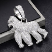 925 Sterling Silver Gorilla Hip Hop Pendant