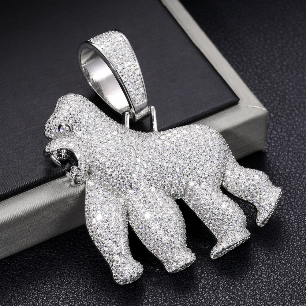 925 Sterling Silver Gorilla Hip Hop Pendant