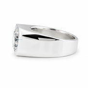 Round Cut Moissanite Signet Ring Solid Gold Statement Ring