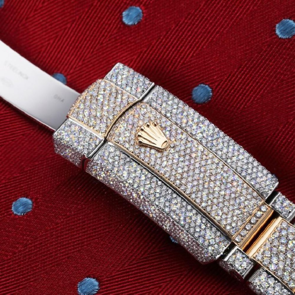 Handmade Iced Out Dual Tone Moissanite Luxury Watch