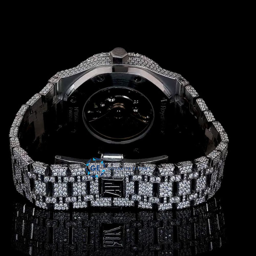 Blue Dial Stainless Steel Bust Down Automatic Watch For Men's