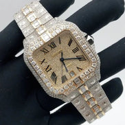 Round & Baguette Moissanite Dual Tone Hip Hop Watch