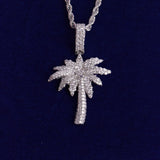 Palm Tree 925 Sterling Silver Moissanite Diamond Pendant