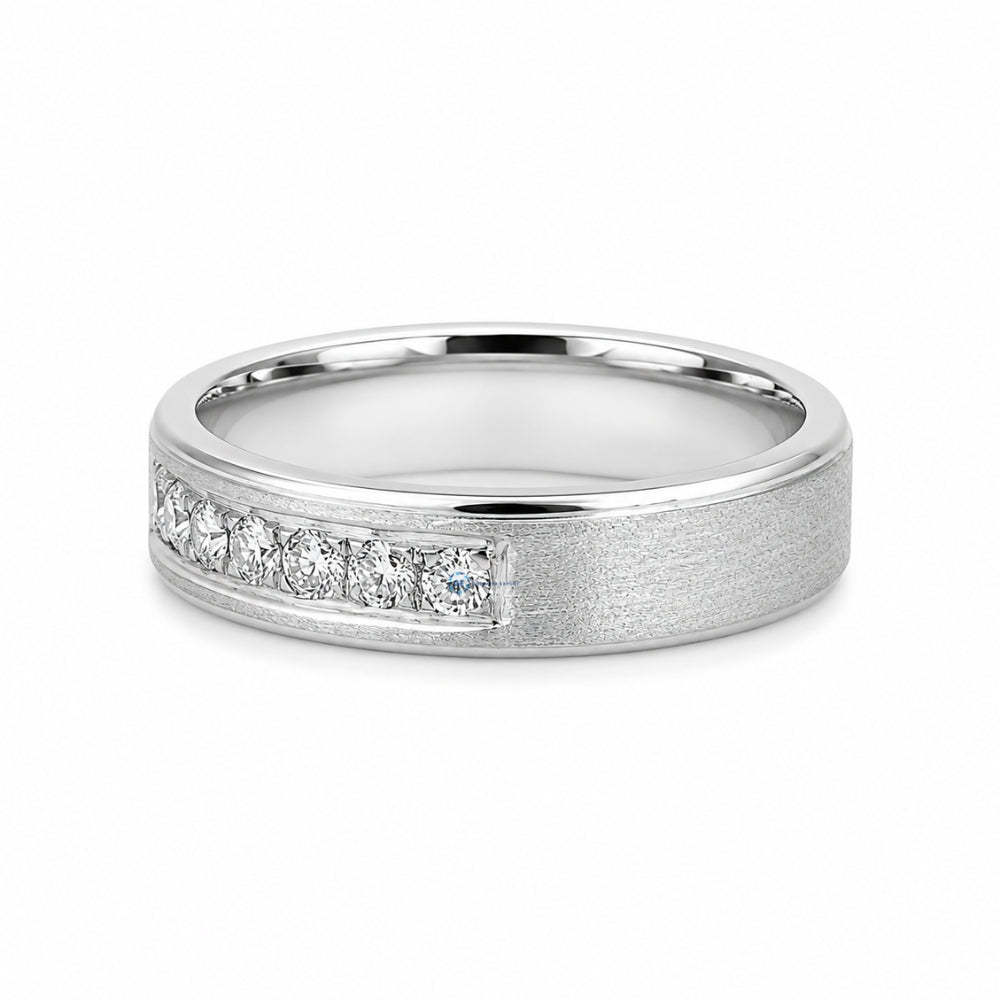 Round Cut Moissanite Channel Set Wedding Band For Men's
