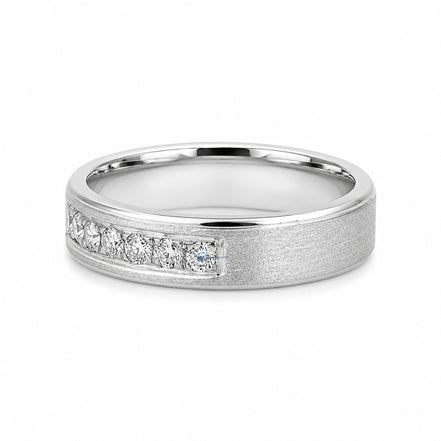 Round Cut Moissanite Channel Set Wedding Band For Men's