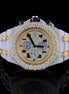 Dual Tone Chrono Dial Handmade Hip Hop Moissanite Watch