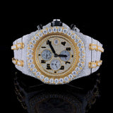 Dual Tone Chrono Dial Handmade Hip Hop Moissanite Watch