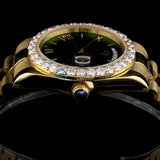 Moissanite Green Dial Stainless Steel Date Just Watch