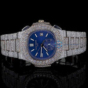 Blue Fully Iced Out Moissanite Hip Hop Stylish Watch For Men's