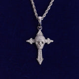 Moissanite Diamond Skull Cross Blinged Out  Necklace