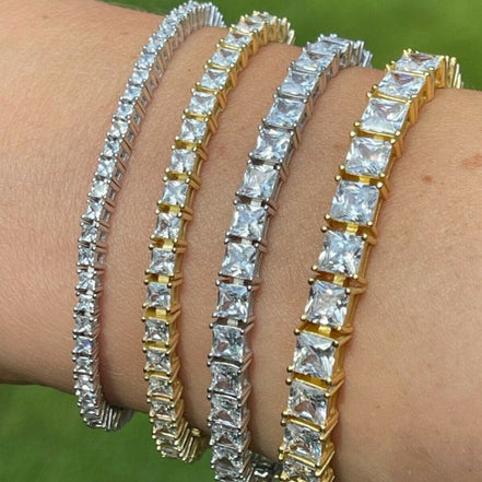 Princess Square Moissanite Tennis Bracelet For Men's