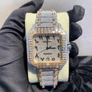 Arabic Dial Dual Tone Collet Moissanite Luxury Watch