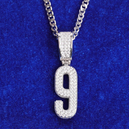 Number Iced Blinged Out Moissanite Diamond Pendants