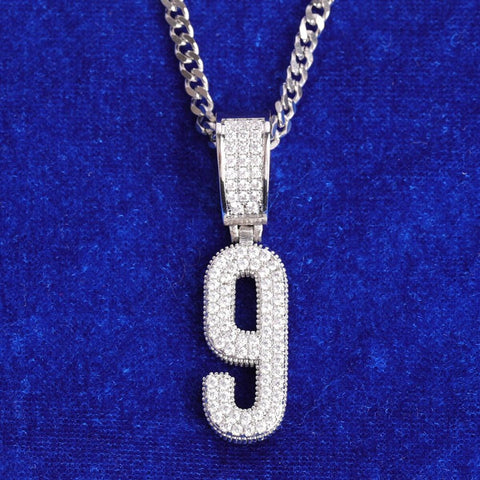Number Iced Blinged Out Moissanite Diamond Pendants