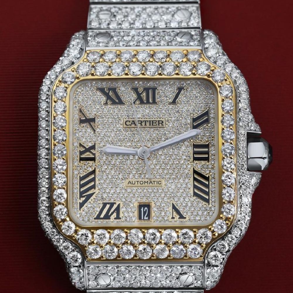 Dual Tone Moissanite Luxury Watch For Men's