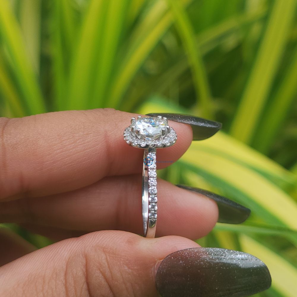 14K Gold Round Cut Lab Grown Halo Engagement Ring