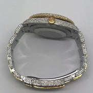 Dual Tone Round And Baguette Moissanite Wrist Watch