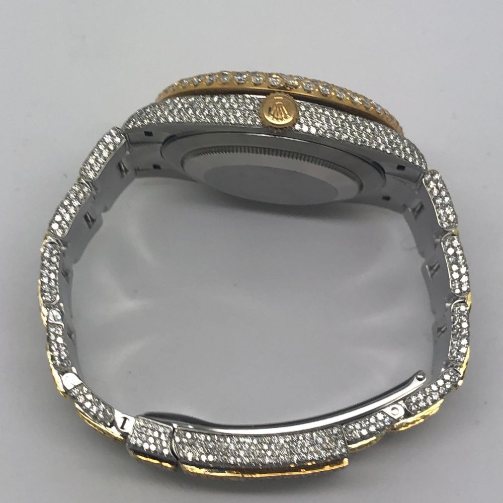 Dual Tone Round And Baguette Moissanite Wrist Watch