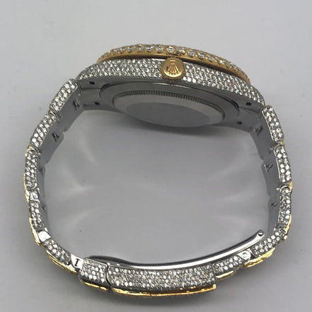 Dual Tone Round And Baguette Moissanite Wrist Watch