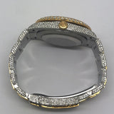 Dual Tone Round And Baguette Moissanite Wrist Watch