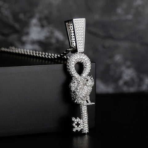 Flooded Ice Wise Owl Key Bling Moissanite Pendant