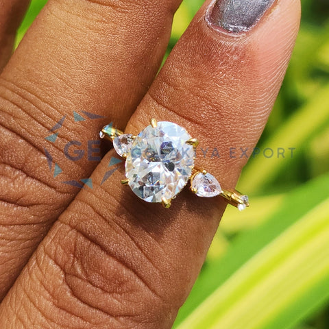 14K Yellow Gold Oval Cut Hidden Halo Ring