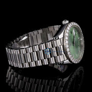 Day Date Moissanite Green Dial Wrist Watch For Men's