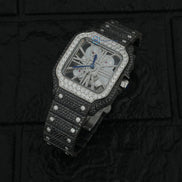Black Moissanite Skeleton Hip Hop Wrist Watch