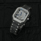 Black Moissanite Skeleton Hip Hop Wrist Watch